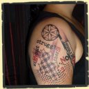 geometric trash polka tattoo