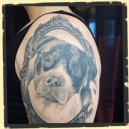 dog in mirror tattoo
