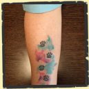 dog paw watercolor tattoo