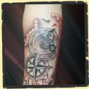 compass trash polka tattoo