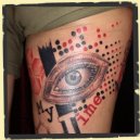eye geometric trash polka tattoo
