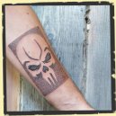 skull dotwork tattoo