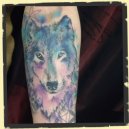 watercolor wolf tattoo